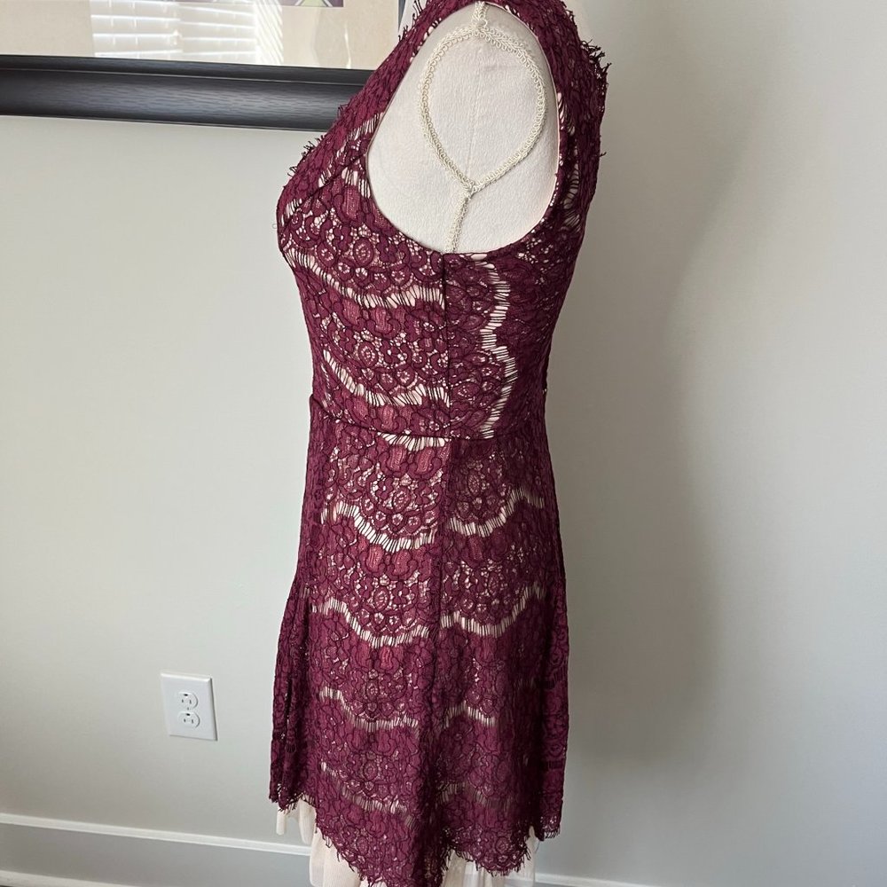 Trixxi Maroon Lace Cocktail Dress S - Picture 4 of 7